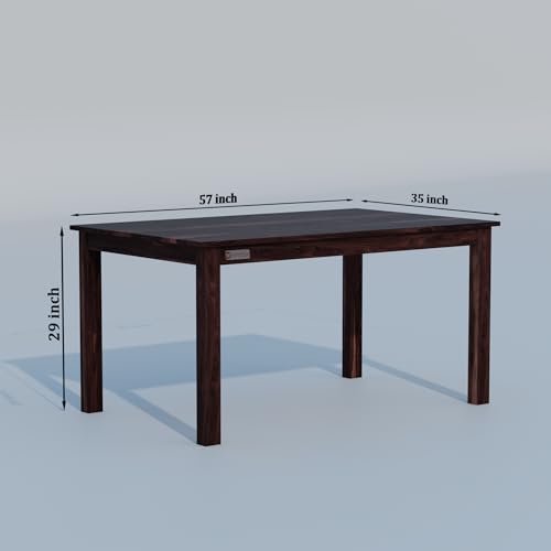 Image of DRIFTINGWOOD Liana 6-Seater Dining Table Set - Sheesham Wood Walnut Finish with Table, 4 Cushioned Chairs & Bench - Ideal for Kitchen & Living Room - Assembly Required