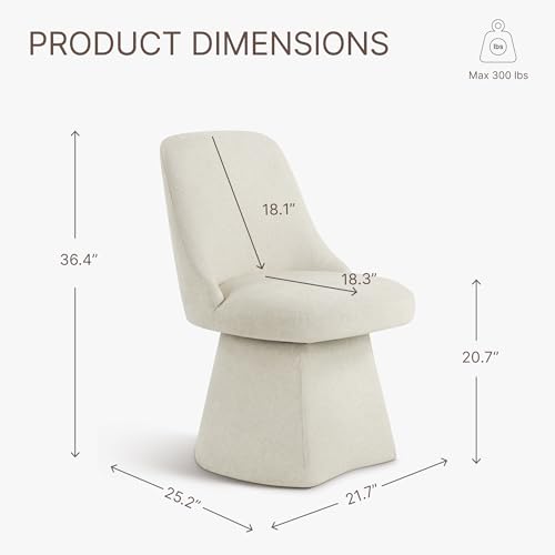 Image of KISLOT Swivel Dining Chairs Set of 2, Upholstered Mid Century Modern Deskchair with High Back, Linen Fabric Kitchen Chairs for Dining Room, Bedroom, Dressing Room, Linen