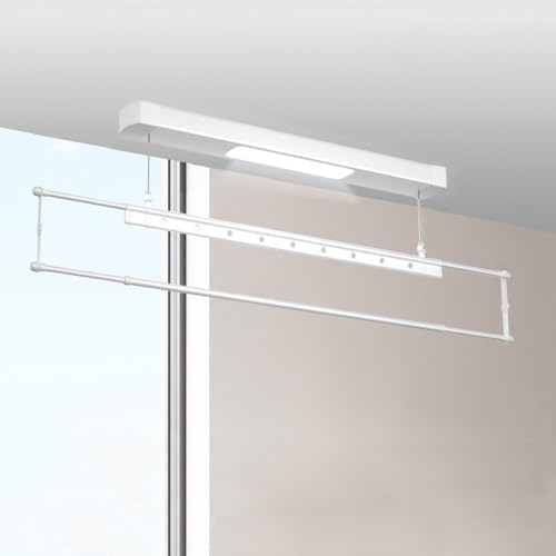 Electric Ceiling Drying Rack, Wall-Mounted Space-Saving Clothes Dryer for Balcony & Bathroom, Adjustable Garment Rail, Energy Efficient Laundry Solution