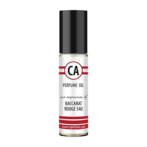 CA Perfume Impression of Baccarat Rouge 540 For Men Fragrance Body Oils Alcohol-Free Essential Aromatherapy Sample Travel Size Roll-On 0.3 Fl Oz/10 ml