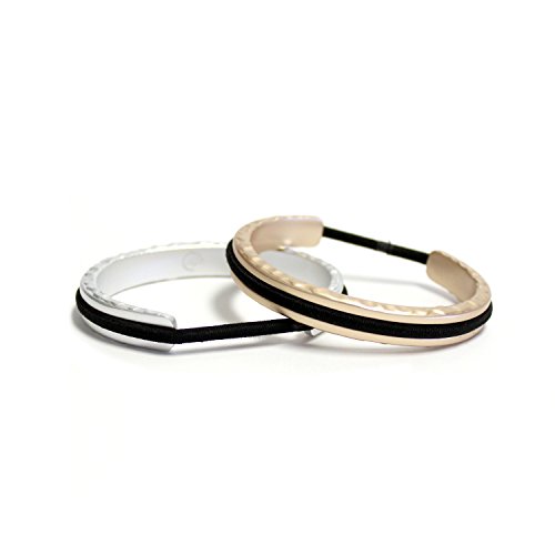 Hair Tie Bracelet - Artisan by Maria Shireen - Matte Finish Aluminum - 2 Pack - Rose Gold & Silver