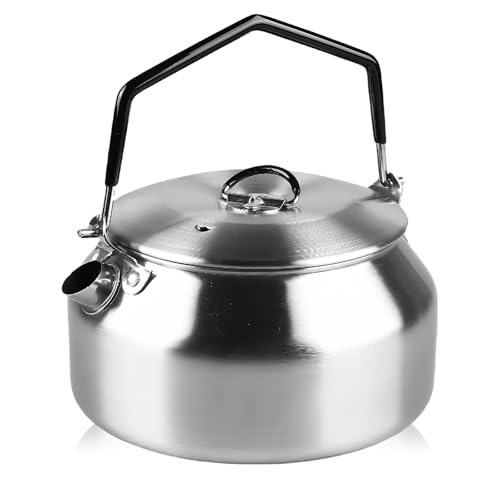 Bouilloire 1L en Acier Inoxydable, Bouilloire de Camping, Portable Bouilloire à Gaz, avec Poignée Anti-Chaleur, Théière à Cuisinière Rapide, pour Cafe,...