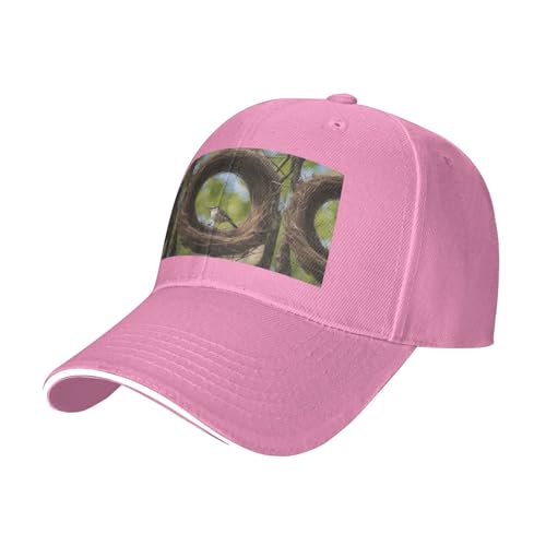 WCXTHGFA Gorra de béisbol con estampado de nido de pájaros, accesorios para golf y actividades al aire libre, con espalda ajustable, rosa, Talla única