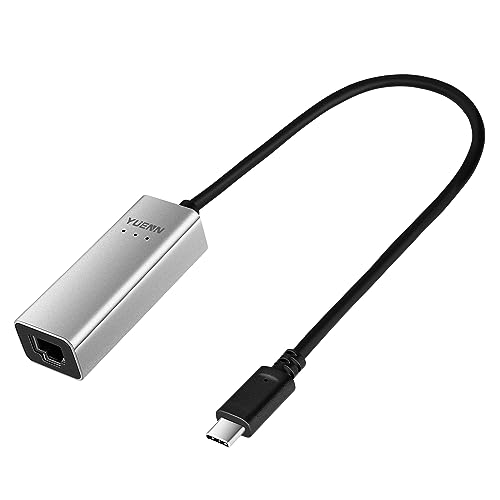 YUENN USB-C Metal Gigabit Ethernet Adapter, USB-C to RJ-45, 10/100/1000 Mbps, Compatible with Laptop, MacBook, Surface,PC, iPhone 15 /Pro/Max, Dell XPS, Galaxy S8-S23