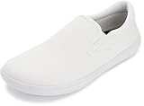 WHITIN Fashion Men's Wide Toe Box Barefoot Sneakers Slip on Canvas Minimalist Casual Walking Shoes Size 11 Width 11W Zero Drop Sole White 45