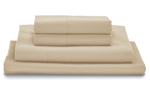 MyPillow Giza Dreams Bed Sheets, 100% Certified Giza Egyptian Cotton, Deep Pocket, Sateen Weave [King, Tan]