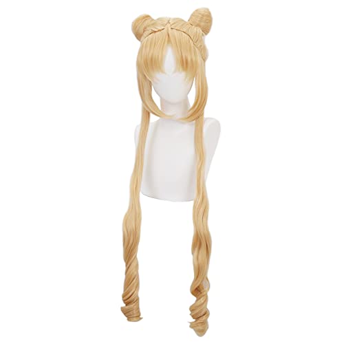 HIROAKIYA Sailor Moon Usagi Tsukino Cosplay Wig, Blonde, Fiber, Heat Resistant, 50-60cm
