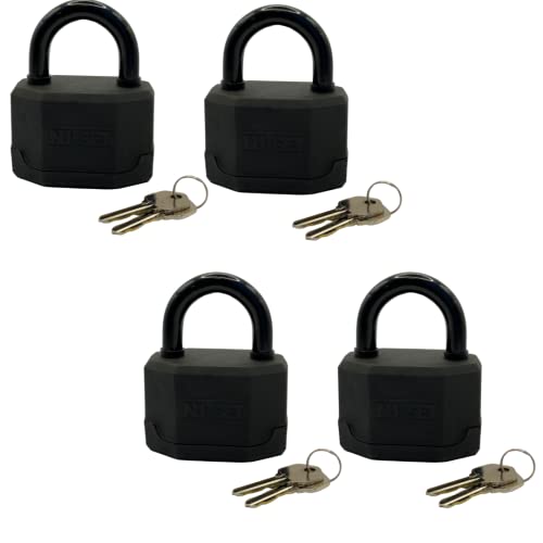 Image of NUSET 3-1 /4 inch 83mm Heavy Duty Keyed Alike Padlocks, Laminated Steel, Vinyl Covered (Pack of 4)