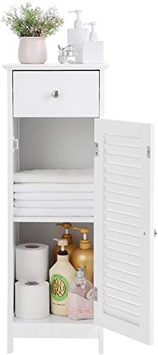 CIPACHO Bathroom Storage Cabinet, Freestanding Office Cabinet Bathroom Shelf with Drawer (White Whit 1 Drawer)