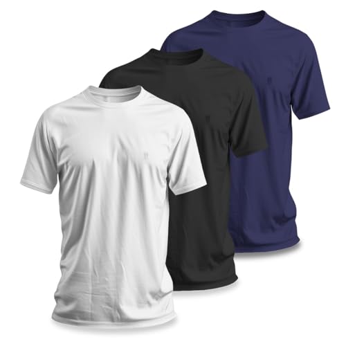 Men's T-Shirt Pack of 3 – Cotton Crew Neck Short Sleeve Tees – Soft Breathable Basic T-Shirts for Everyday Wear