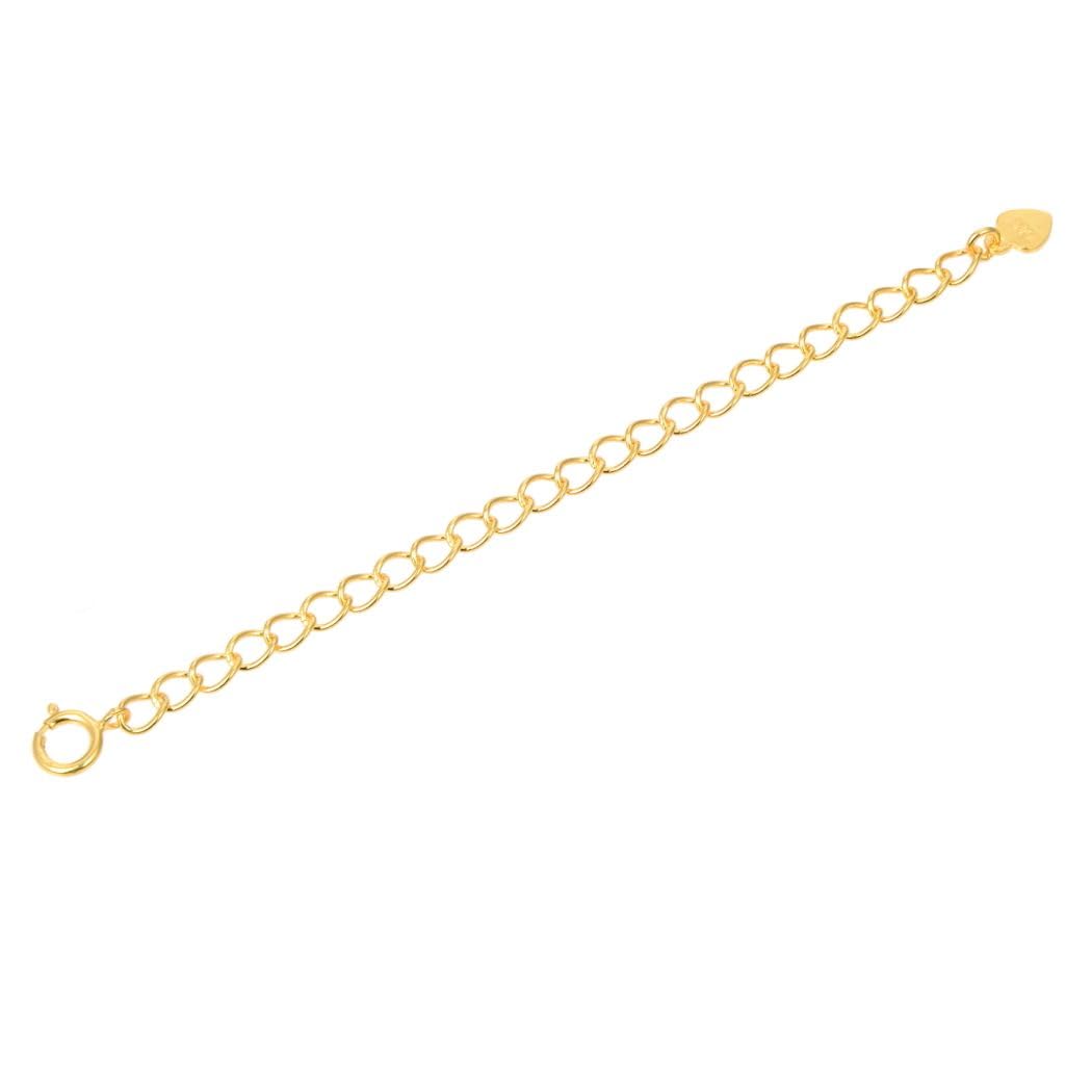 Adabele Gold 1Pc Real Yellow Plated Sterling Silver Chain Extender Clasp Cute Heart Drop Strong Removable Adjustable 6 Inch Extension For Necklace Bracelet Anklet Jewelry Making Ss302-6