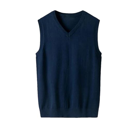 Men's Cotton Warm Sleeveless Sweater Vest - V-Neck Sleeveless Waistcoat For Winter And Spring Clothing