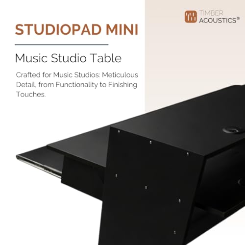Image of Timber Acoustics StudioPad Mini Music Production Desk for Studio | Professional Music Producer Table for PC, MIDI Keyboard & Audio Setup (3.5' X 2.5') (Black)