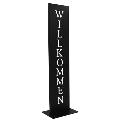 Rostikal Willkommensschild Metall Schwarz 71cm