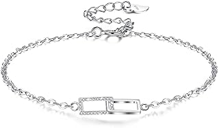 VANSZA Women Bracelet 925 Sterling Silver Square Double Clasp Bracelet for Women Ladies with Jewellery Box