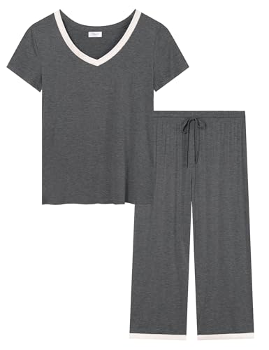 Image of Joyaria Cooling Pajamas Bamboo Viscose Lightweight PJs Set Women Wicking Sleepwear for Night Sweat S-XXL