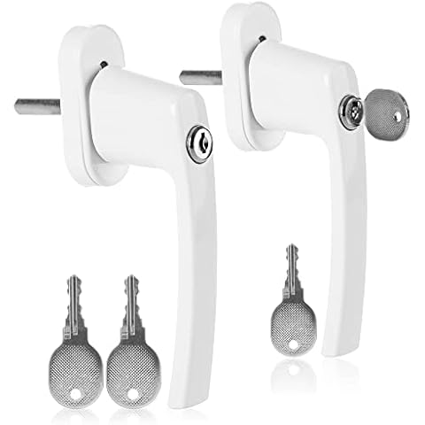 Robin Goods® 2X manija de Ventana Blanca con Cerradura de Seguridad para niños y 4 Llaves (2 Piezas - Blanco) Cover
