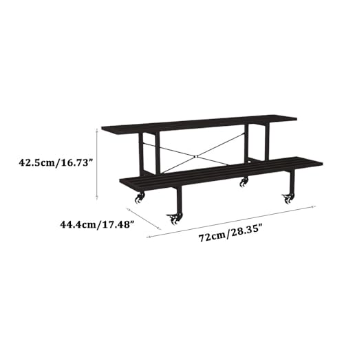Support à plantes mobile à 2 niveaux intérieur extérieur avec étagère métal