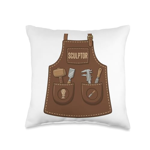 Sculptor Stone Carving Clay Artist Apron Halloween Costume Throw Pillow
