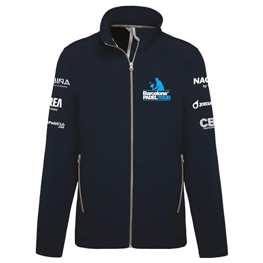 Barcelona Padel Tour | Jacka av softshell-tyg | För män | Vattenavvisande med dragkedja | Särskilt padeltryck | Sportkläder