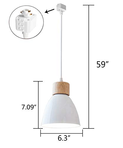 Kiven 3-Lights H-Type Track Lights, Dimmable Track Mount Pendant Lighting Fixtures w/White Aluminum Shade - Thumbnail 2
