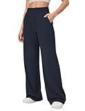 Desol Blau Hosen Damen Sommerhose Damen Leicht Wanderhose Anzughose Stoffhose Palazzo Hose High Waist Weites Bein mit Taschen Outdoor UV Schutz Schnell Trocknend