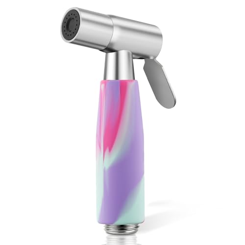 Mornwaen Handheld Bidet Sprayer Head, Stainless Steel Muslim Shower Head for Toilet, Adjustable Pressure Jet Sprayer for Feminine Hygiene and Pet Bath Bathroom Cloth Diaper Cleaning (Multicolor)