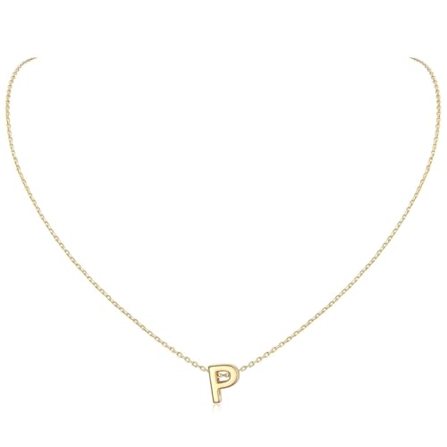 ChicSilver 925 Sterling Silver Initial Necklace for Women Dainty Letter Jewelry Personalized Gift Gold 16.P