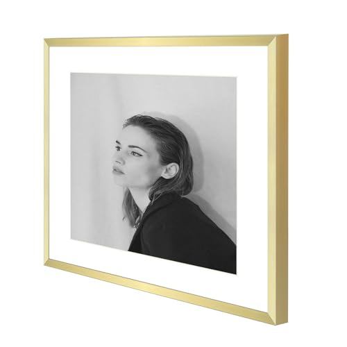 Golden State Art RW2_GSA_66AT34V 14X11 Aluminum Picture Frame - With Mat For 11X8.5 Diploma - Real Glass Front - 11 X 14 Metal Frame Fits 8.5 X 11 Certificate/Document thumb #1