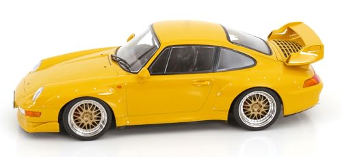 KK Scale Porsche 911 (993) GT2 1996 Ruedas BBS Amarillo 1:18 miniatura 3