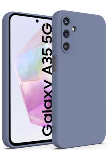 Image of DIZORO Microfiber Candy Case for Samsung A35 5G Smooth Touch Cushion Liquid Soft Silicone Gel Rubber Phone Cases Non-Slip Full Body Protective Shockproof Back Cover -Lavender Grey