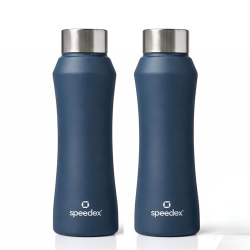Image of Speedex Stainless Steel Water Bottle 1 Ltr, Leak Proof Screw Cap, BIS Approved 1000 ml Metal Bottle For Daily, Office, School, Gym, Travel Use for Men, Women, Kids, Adults, Teal Blue, Set of 2