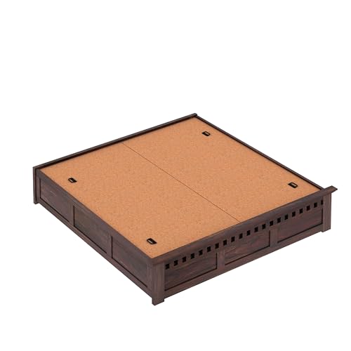 Image of Ganpati Arts Armania Solid Sheesham Wood King Size Bed with Box Storage Without Headboard Wooden Double Bed Cot Palang Furniture for Bedroom Living Room Home (Walnut Finish)