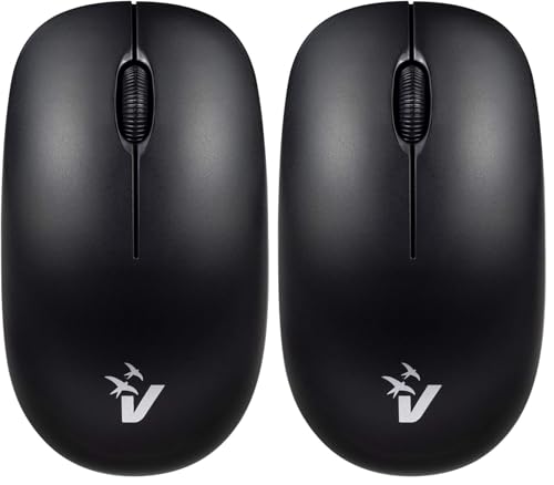 Souris sans fil 3 touches avec molette de défilement fluide 1600 DPI noir Lot de 2 Vultech