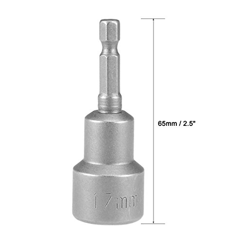 Sourcingmap 1/4" Quick-Change Hex Shank 17mm Magnetic Nut Setter Driver Drill Bit, 65mm Length, Metric