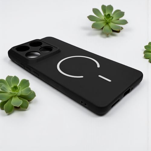 Image of SBMS Silicone Back Cover Case for Motorola Signature | Soft Micro-Fibre Lining Inside | Magsafe Print On Back Side Camera Protection Bump | Shockproof Case Moto Signature (Magsafe Print Small Black)