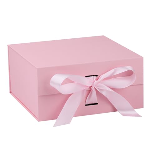 OEMVALATY Pink Gift Box 6x6x3 Inches Gift Boxes with Lids for Presents with Magnetic Closure and Ribbon for Wedding Storage Birthday