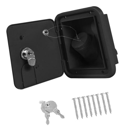 Water Locking Cap for RV for Gravity Fresh Water Fill Hatch Inlet with Keys for Boat Caravans Cars, 16.6cmx15cmx9.4cm(Black)