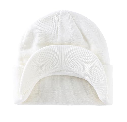 Image of Home Prefer Men's Winter Beanie Hat with Brim Warm Double Knit Cuff Beanie Cap Watch Radar Hat