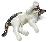CAT CALICO Kitten plays on her back MINIATURE New Figurine PORCELAIN Northern Rose R314G