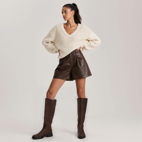 Knee High Boots for Women Round Toe Women's Fashion Tall Riding Boots Chunky Platform Long Flat Boot with Side Zipper Low Heel Block Fall Boot2