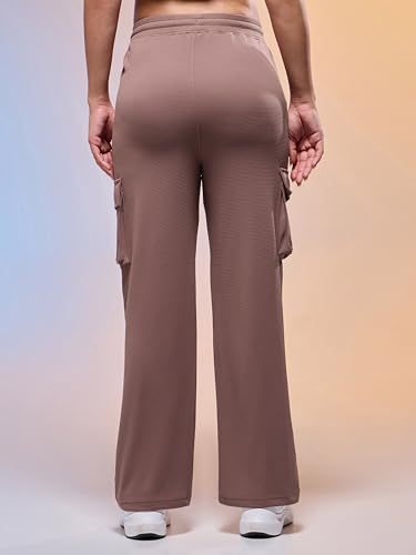 Image of TECHNOSPORT Women's Straight Fit Solid Textured Sports Cargo Pants with Technocool+, Quick Dry for Gym, Sports and Regular Use