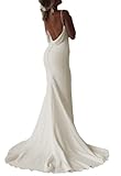 Women's Deep V-Neck Simple Beach Wedding Dresses...