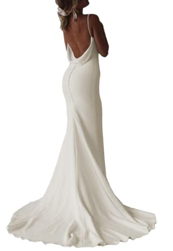 Women's Deep V-Neck Simple Beach Wedding Dresses...