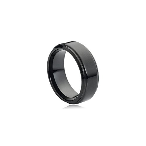 Mysticdrop 8 mm Black Polish Tungsten Wedding Band Ring Step Edges-4.5