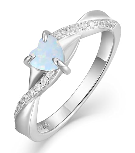 YL 925 Sterling Silver Engagement Rings 5MM Heart Cut Gemstone Infinity Band for Women-size5