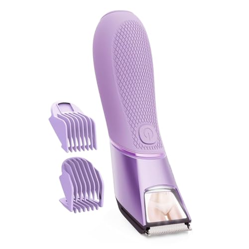 Bikini Trimmer for Women, with Built-in Mirror and 2 Comb Attachments, Purple, Rechargeable, Waterproof
