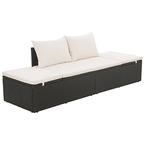 Vidaxl Patio Bed, Patio Daybed Sofa Furniture With Cushions, Adjustable Lounge Chair Patio Bed For Backyard Deck Poolside, Black Poly Rattan #TOP9