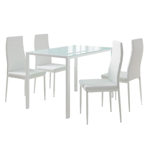 Vicco Ensemble de Table à Manger Grand, Blanc, 120x75cm avec 4 chaises, pour Une Utilisation comme Ensemble de Salle à Manger dans la Cuisine ou la Salle à...