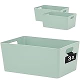 ✅ 3 x ORDNUNGSBOXEN MIT BESCHRIFTUNGSCLIP: 3 Stück - 11 cm hoch - Außenmaße: ca. 25 x 17 x 11 cm - Innenmaß Boden: ca. 23 x 14,5 cm - DINA5-Format - Kapazität: ca. 3,9 Liter - Farbe: GRÜN